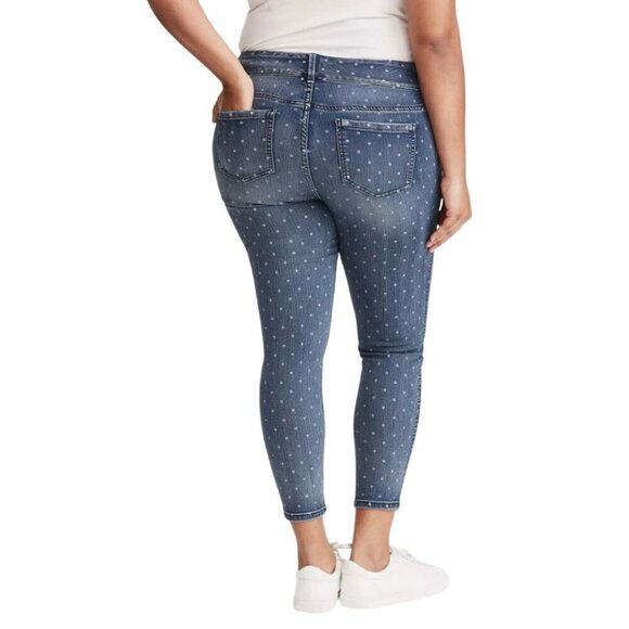 TORRID DENIM Skinny Jeans Pants MEDIUM WASH BLUE w POLKA DOTS size 24 Smoothing - Picture 7 of 10